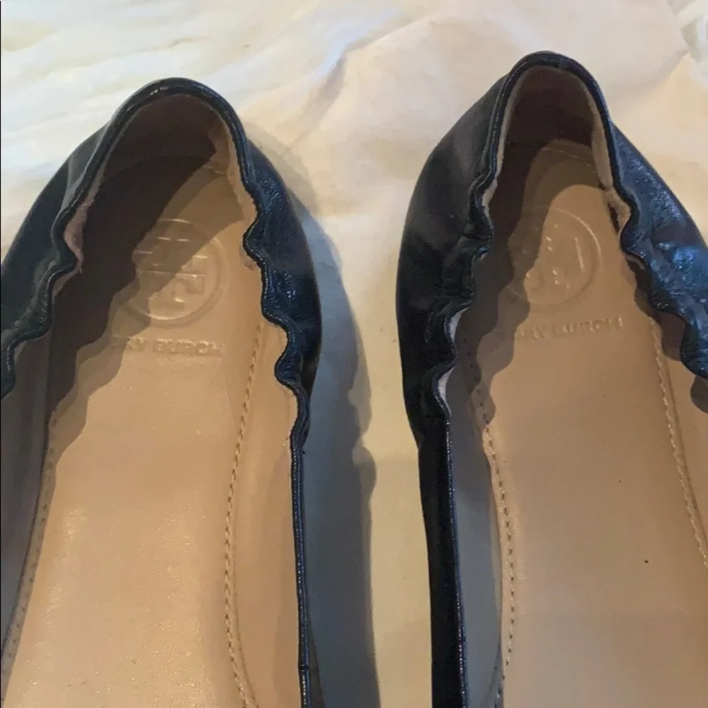 Tory Burch Black Leather Bow Ballet Flats